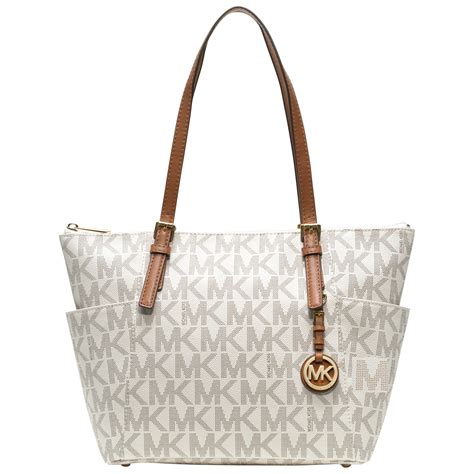 michael kors white leather tote|michael kors large black tote.